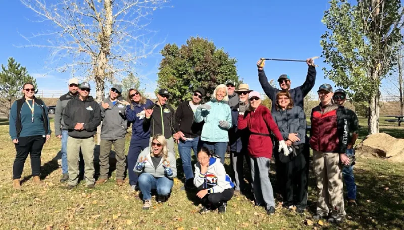 Mayor Tracie Crites with Frederick trustees and resident volunteers at a Frederick Recreation Area cleanup day